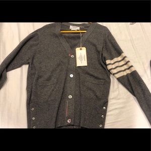 Thom Browne Unisex Cardigan Dark Gray